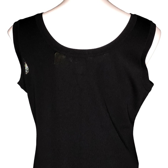 Exclusively Misook Petite Black Sleeveless Deep Scoop Neck Stretch Knit Shell - Picture 8 of 12